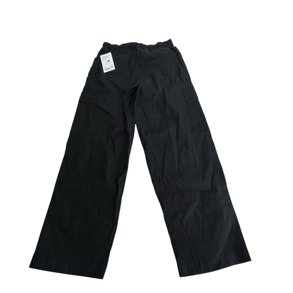 Athleta Paradise Cargo Pants XS Black Linen Blend Wide Leg Utility